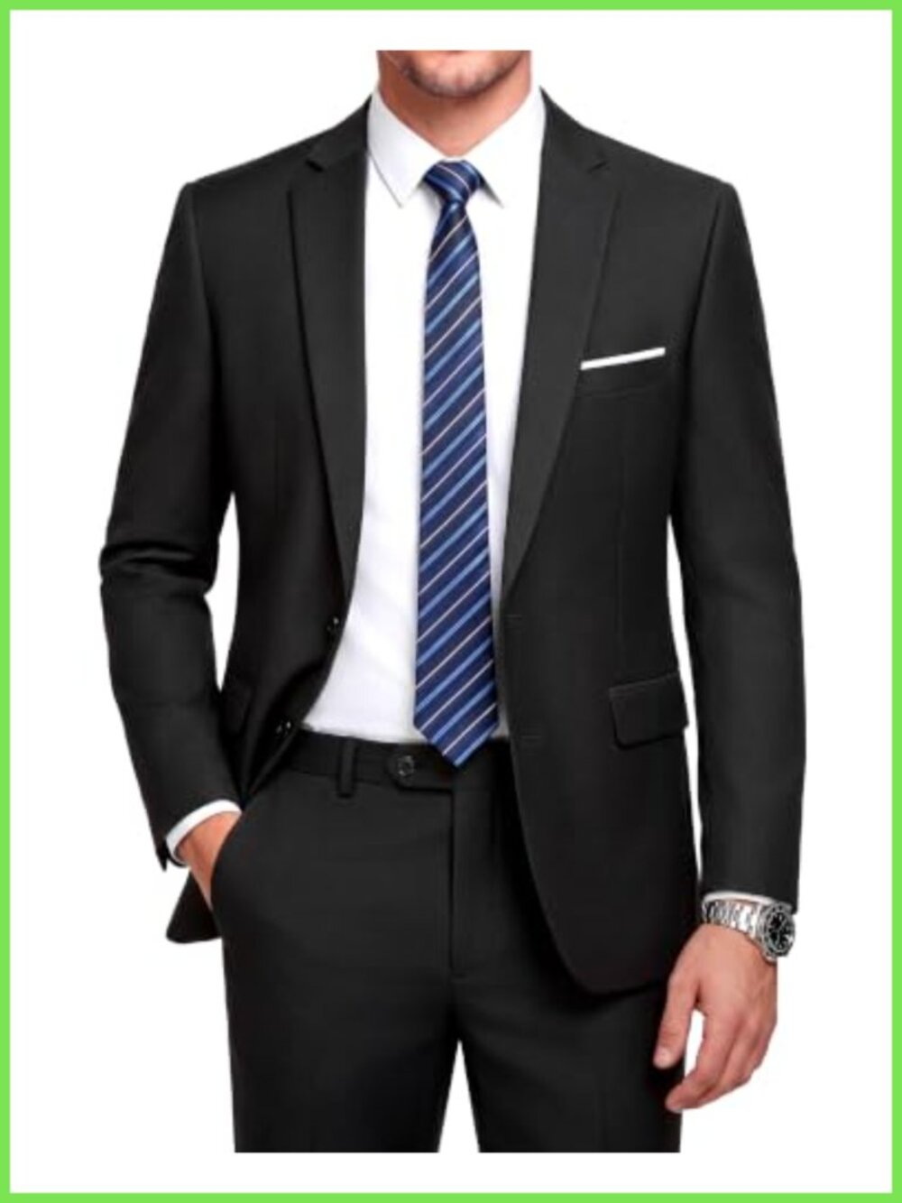 Men's Slim Fit 2-Piece Suit Set Blazer & Pants Wrinkle-Free Stretch